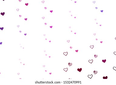 Light Purple, Pink vector template with doodle hearts. Beautiful colored illustration with hearts in celebration style. Design for your business advert of anniversary.