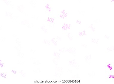 Light Purple, Pink vector template with 30, 50, 90% selling. Shining colorful illustration with isolated selling prices. Backdrop for super sales on Black Friday.