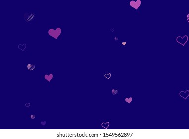 Light Purple, Pink vector template with doodle hearts. Blurred decorative design in doodle style with hearts. Design for ad, poster, banner of Valentine Day.