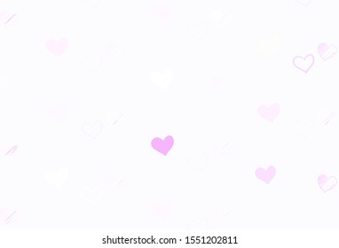 Light Purple, Pink vector template with doodle hearts. Hearts on blurred abstract background with colorful gradient. Template for Valentine's greeting postcards.
