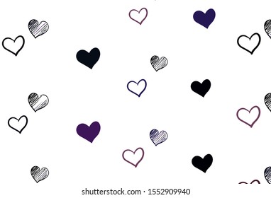 Light Purple, Pink vector template with doodle hearts. Glitter abstract illustration with colorful hearts in romantic style. Design for your business advert of anniversary.