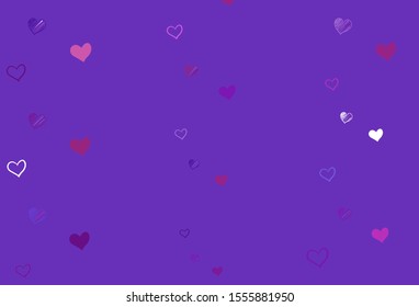 Light Purple, Pink vector template with doodle hearts. Hearts on blurred abstract background with colorful gradient. Design for ad, poster, banner of Valentine Day.