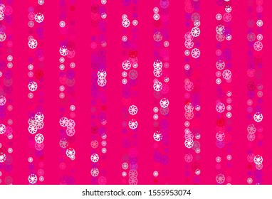 Light Purple, Pink vector template with ice snowflakes. Glitter abstract illustration with crystals of ice. New year design for your ad, poster, banner.
