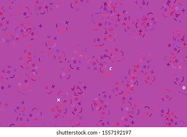 Light Purple, Pink vector template with math simbols. Modern geometrical illustration with numerals. Smart design for university advert.