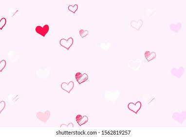 Light Purple, Pink vector template with doodle hearts. Illustration with hearts in love concept for valentine's day. Pattern for carnival, festival romantic leaflets.
