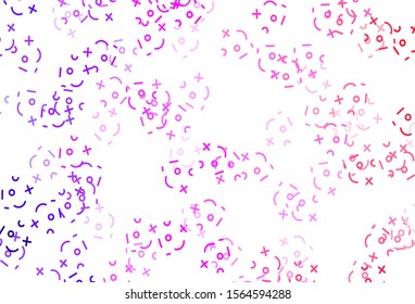 Light Purple, Pink vector template with math simbols. Modern geometrical illustration with numerals. Smart design for university advert.