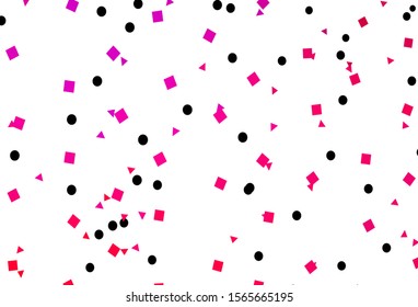Light Purple, Pink vector template with crystals, circles, squares. Abstract illustration with colorful dots, lines, cubes. Pattern for busines ad, booklets, leaflets