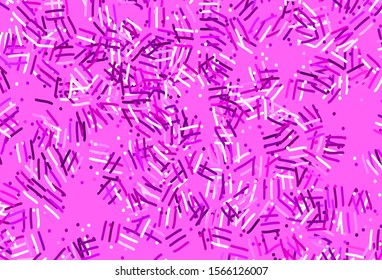 Light Purple, Pink vector template with repeated sticks, dots. Lines on blurred abstract background with gradient. Pattern for ads, posters, banners.