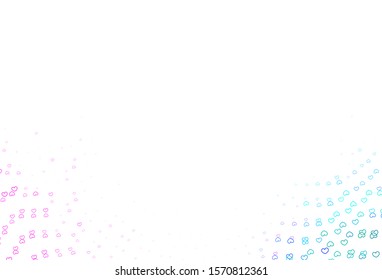 Light Purple, Pink vector template with doodle hearts. Decorative shining illustration with hearts on abstract template. Pattern for carnival, festival romantic leaflets.