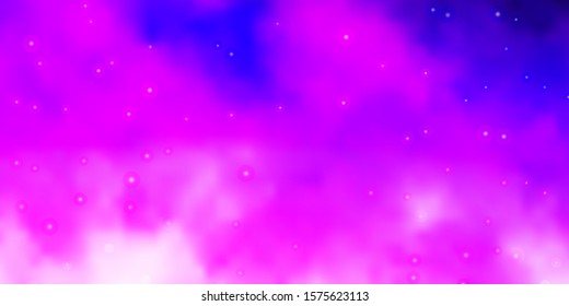 Light Purple, Pink vector template with neon stars. Blur decorative design in simple style with stars. Pattern for websites, landing pages.