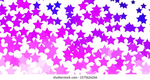 Light Purple, Pink vector template with neon stars. Colorful illustration with abstract gradient stars. Pattern for wrapping gifts.