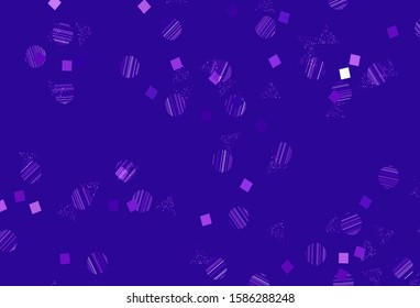 Light Purple, Pink vector template with crystals, circles, squares. Abstract gradient illustration with circles, triangles, cubes. Pattern for websites.