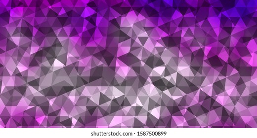Light Purple, Pink vector template with crystals, triangles. Triangles on abstract background with colorful gradient. Best design for posters, banners.