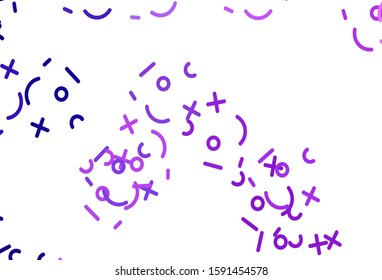 Light Purple, Pink vector template with math simbols. Shining colorful illustration with isolated Digit signs. Template for landing page of typography.