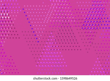 Light Purple, Pink vector template with crystals, circles. Glitter abstract illustration with spheres, triangular lines. Template for wallpapers.