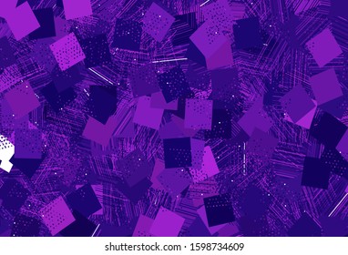 Light Purple, Pink vector template with crystals, circles, squares. Illustration with set of colorful circles, triangles, squares. Template for wallpapers.