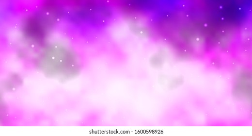 Light Purple, Pink vector template with neon stars. Modern geometric abstract illustration with stars. Theme for cell phones.