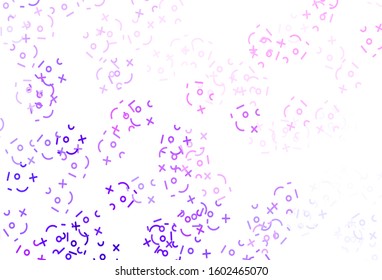 Light Purple, Pink vector template with math simbols. Illustration with Numeral symbols on abstract template. Template for landing page of typography.