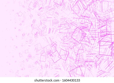 Light Purple, Pink vector template with crystals, circles, squares. Glitter abstract illustration with spheres, squares, lines. Modern template for landing page.