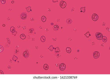 Light Purple, Pink vector template with organic meal. Decorative illustration with food on abstract template. Doodle design for your business advert of cafes.