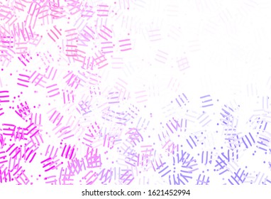 Light Purple, Pink vector template with repeated sticks, dots. Blurred decorative design in simple style with lines. Best design for your ad, poster, banner.