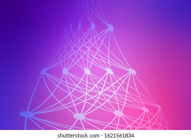 Light Purple, Pink vector template with artificial intelligence structure. Shining colorful illustration with real structure of AI. Smart design for promotion of bid data.