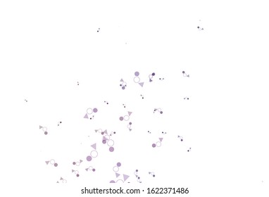 Light Purple, Pink vector template with crystals, circles. Abstract gradient illustration with circles, triangles. Pattern for booklets, leaflets