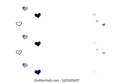 Light Purple, Pink vector template with doodle hearts. Beautiful celebration style hearts on abstract illustration. Pattern for marriage gifts, congratulations.