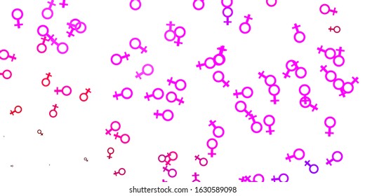 Light Purple, Pink vector template with businesswoman signs. Colorful illustration with gradient feminism shapes. Background for International Women’s Day.