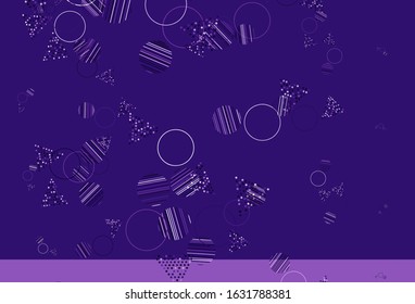 Light Purple, Pink vector template with crystals, circles. Decorative design in abstract style with lines, dots. Modern template for landing page.