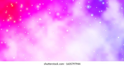 Light Purple, Pink vector template with neon stars. Shining colorful illustration with small and big stars. Pattern for new year ad, booklets.