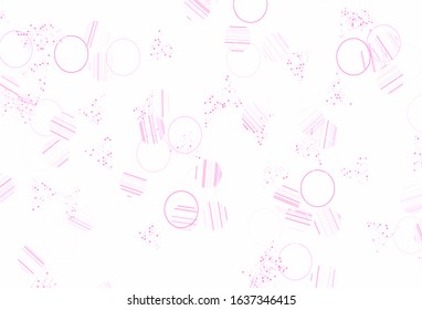 Light Purple, Pink vector template with crystals, circles. Glitter abstract illustration with spheres, triangular lines. Pattern for commercials.