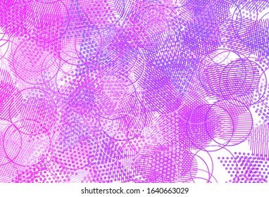 Light Purple, Pink vector template with crystals, circles. Illustration with set of colorful circles, triangles. Modern template for landing page.