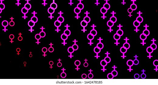 Light Purple, Pink vector template with businesswoman signs. Simple design in abstract style with women’s rights activism. Best design to show the power of women.