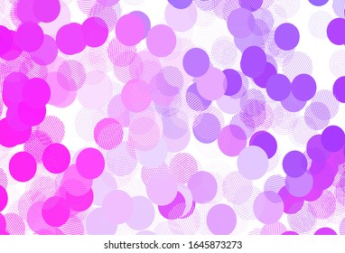 Light Purple, Pink vector template with circles. Modern abstract illustration with colorful water drops. Pattern for ads, leaflets.