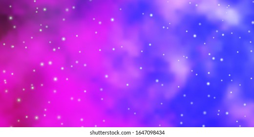 Light Purple, Pink vector template with neon stars. Modern geometric abstract illustration with stars. Pattern for wrapping gifts.