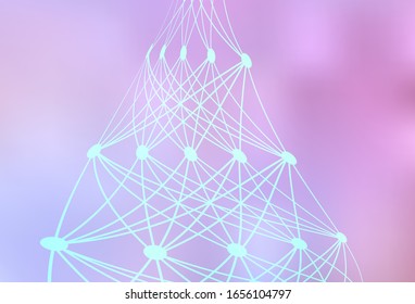Light Purple, Pink vector template with artificial intelligence structure. Shining illustration with AI shapes on abstract template. Pattern for science, futuristic designs.