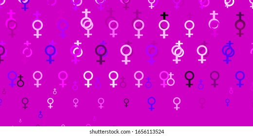 Light Purple, Pink vector template with businesswoman signs. Abstract illustration with a depiction of women's power. Simple design for your web site.