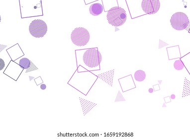 Light Purple, Pink vector template with crystals, circles, squares. Abstract illustration with colorful dots, lines, cubes. Pattern for booklets, leaflets