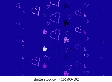 Light Purple, Pink vector template with doodle hearts. Decorative design with hearts in simple style . Design for a business advert of anniversary.