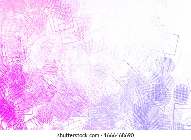Light Purple, Pink vector template with crystals, circles, squares. Circles, lines, rhombus with colorful gradient. Pattern for websites.