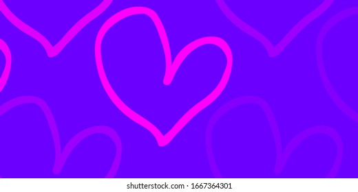 Planta vectorial rosa pálido con corazones de garabatos. Hermosa ilustración de color con corazones en estilo de celebración. Patrón de regalos de matrimonio, felicitaciones.