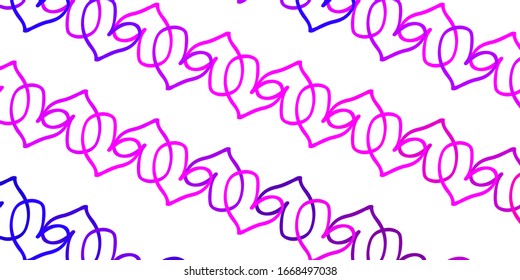 Light Purple, Pink vector template with doodle hearts. Glitter abstract illustration with colorful hearts in romantic style. Pattern for valentine's ad, booklets.