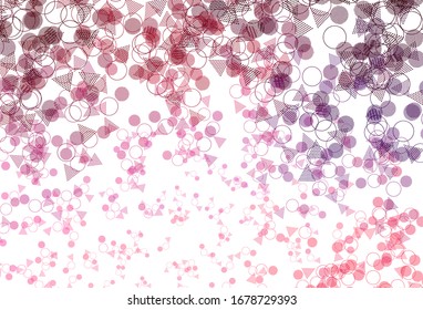 Planta vectorial rosa pálido con cristales, círculos. Hermosa ilustración con círculos, triángulos en estilo natural. Plan para folletos y folletos