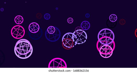 Light Purple, Pink vector template with esoteric signs. Retro design in abstract style with witchcraft forms. Background for esoteric, mystic designs.