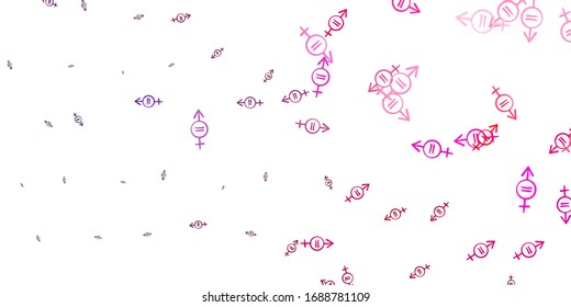 Light Purple, Pink vector template with businesswoman signs. Colorful illustration with gradient feminism shapes. Elegant design for wallpapers.