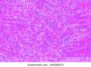 Planta vectorial rosa pálido con cristales, círculos. Ilustración con un conjunto de círculos coloridos, triángulos. Plantilla moderna para la página de inicio.
