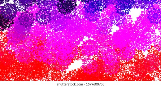 Leicht violette, rosafarbene Vektorvorlage mit Eisschneeflocken. Intelligente geometrische abstrakte Illustration mit Eis, Schnee. Poster, Banner für New Year Design.