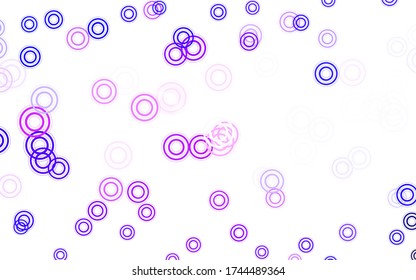 Light Purple, Pink vector template with circles. Glitter abstract illustration with blurred drops of rain. Design for poster, banner of websites.