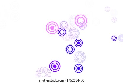 Púrpura claro, plantilla de vector rosa con círculos. Ilustración abstracta con burbujas de colores al estilo natural. Diseño para afiches, banner de sitios web.